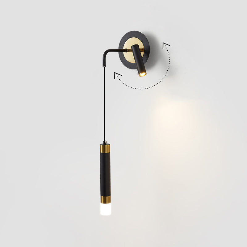 Röhrchenförmige LED -Wandlampe Postmoderne Metall -Nacht -Lesen Wandleuchte mit einstellbarem Kabel