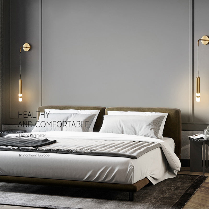 Röhrchenförmige LED -Wandlampe Postmoderne Metall -Nacht -Lesen Wandleuchte mit einstellbarem Kabel