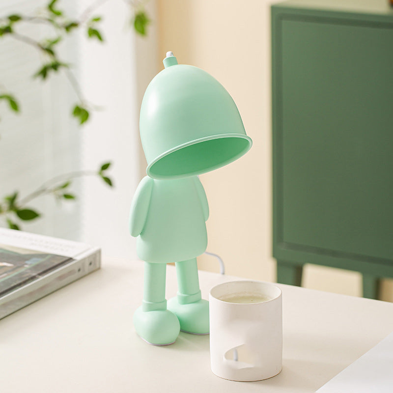 Macaron Robot Table Lampada in metallo Cera da letto a bulbo singola