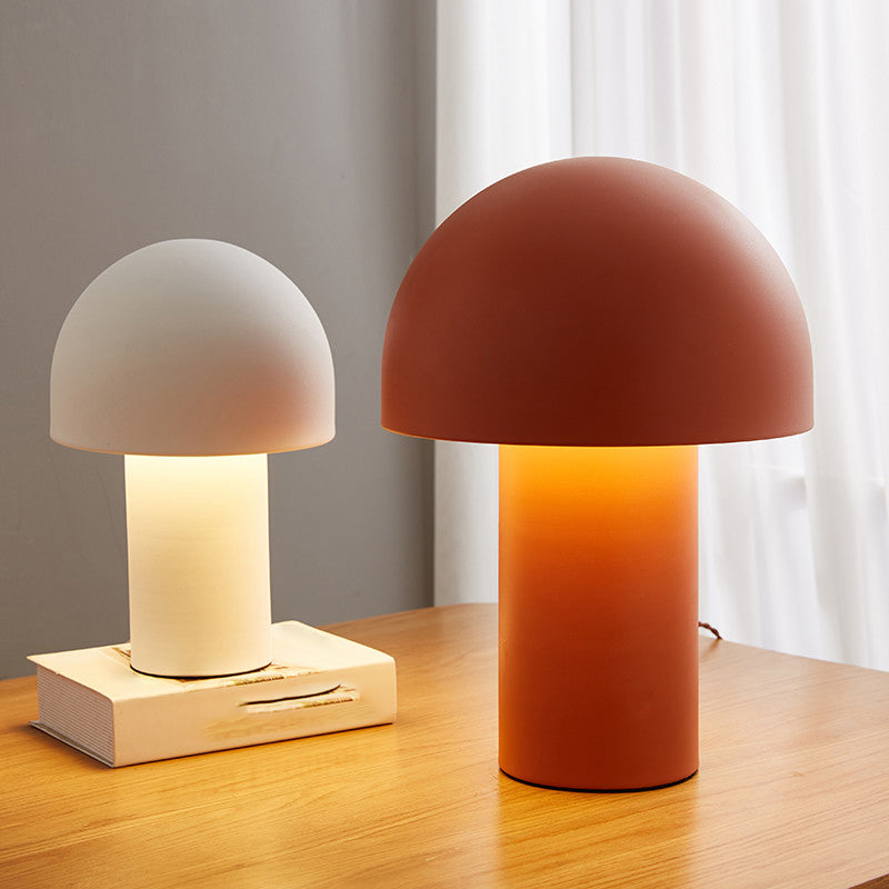 Mushroom Shaped Bedroom Table Lamp Metallic 1-Light Macaron Style Night Light
