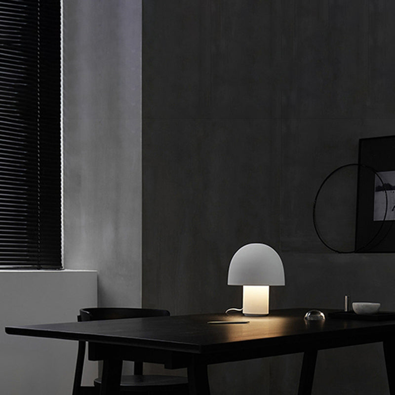 Mushroom Shaped Bedroom Table Lamp Metallic 1-Light Macaron Style Night Light