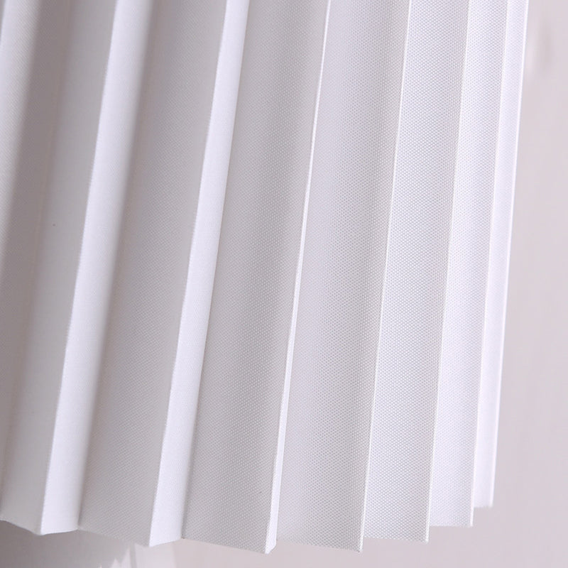 Pleated Fabric Table Lamp Macaron Style 1 Head Ceramic Nightstand Light