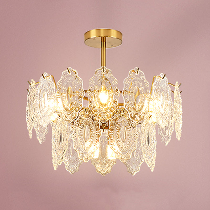 American Style Chandelier Glass Multi Head Hanging Light for Dining Room