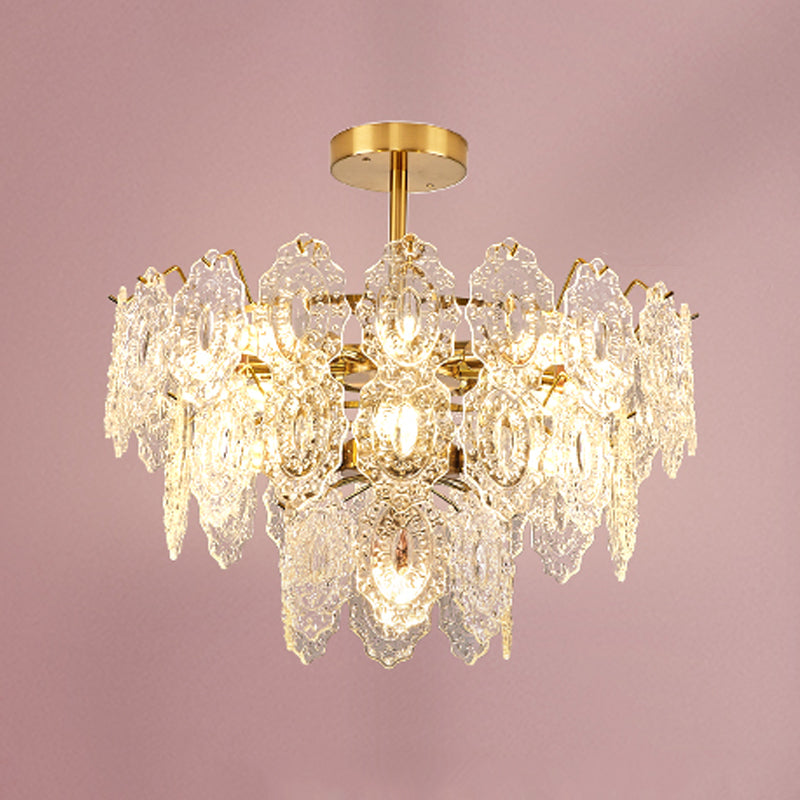 American Style Chandelier Glass Multi Head Hanging Light for Dining Room