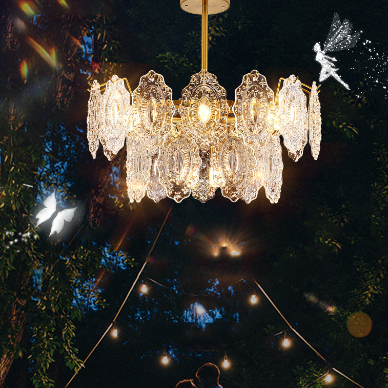 American Style Chandelier Glass Multi Head Hanging Light for Dining Room