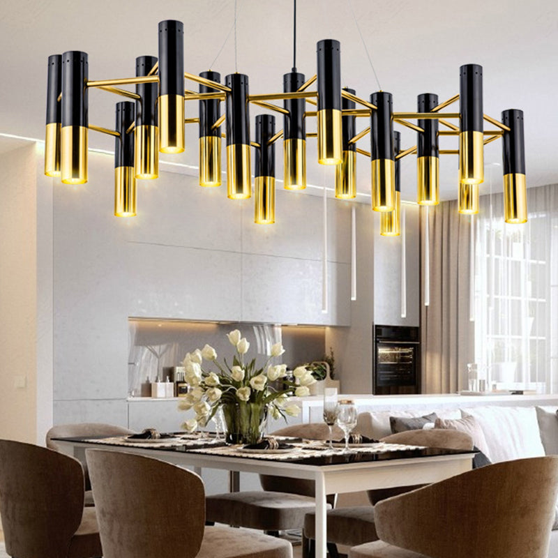 Partido colgante de metal de lámpara de araña posmoderna de oro negro para el dormitorio