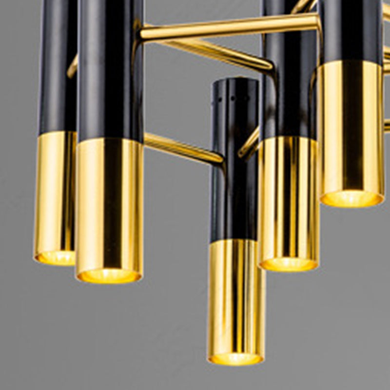 Partido colgante de metal de lámpara de araña posmoderna de oro negro para el dormitorio