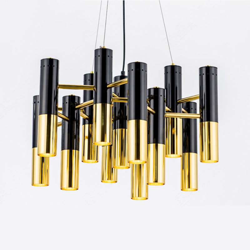Partido colgante de metal de lámpara de araña posmoderna de oro negro para el dormitorio