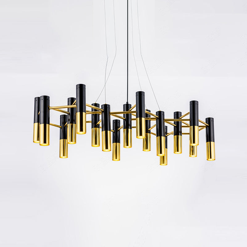 Partido colgante de metal de lámpara de araña posmoderna de oro negro para el dormitorio