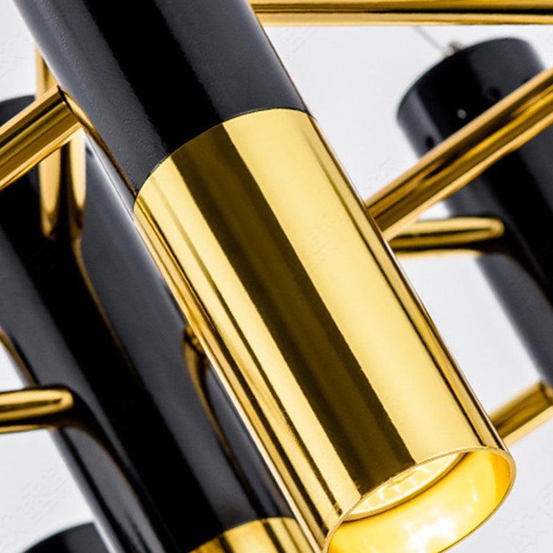 Partido colgante de metal de lámpara de araña posmoderna de oro negro para el dormitorio