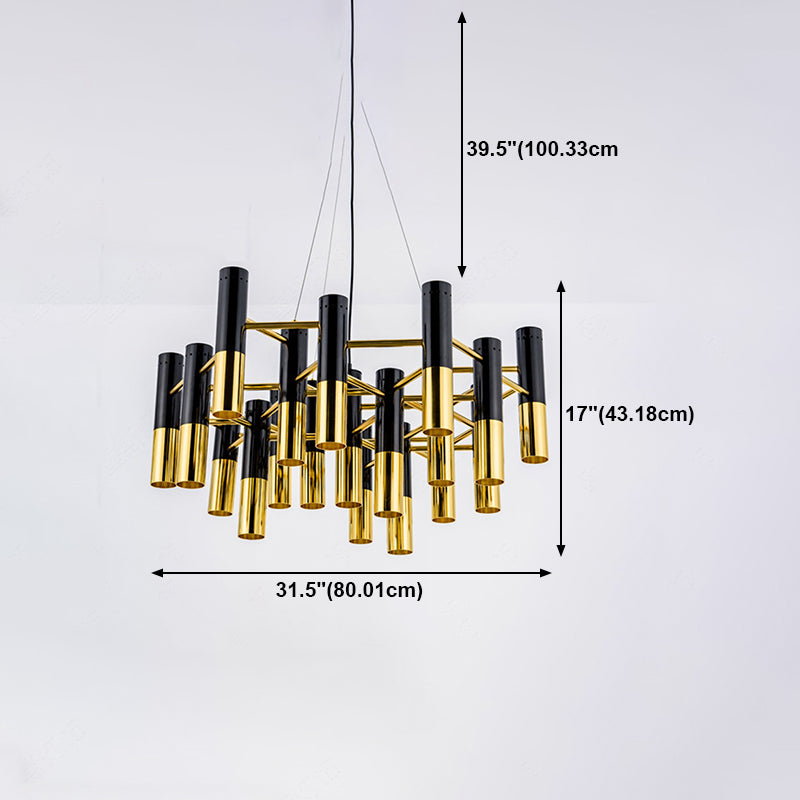 Partido colgante de metal de lámpara de araña posmoderna de oro negro para el dormitorio