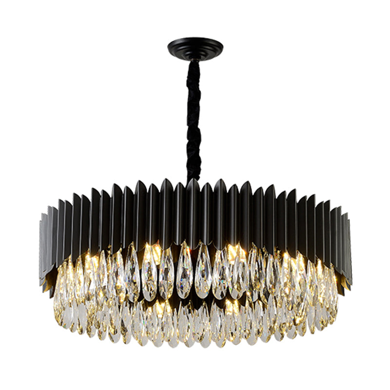 Schwarzer Anhänger Licht moderner Stil Metallkristall Kronleuchter Licht für Wohnzimmer