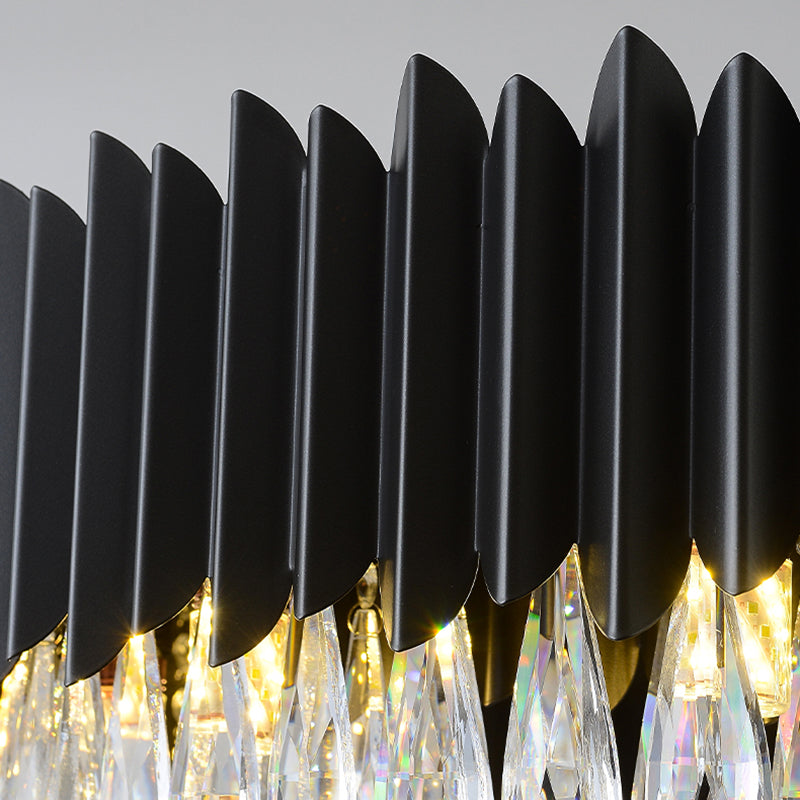 Schwarzer Anhänger Licht moderner Stil Metallkristall Kronleuchter Licht für Wohnzimmer
