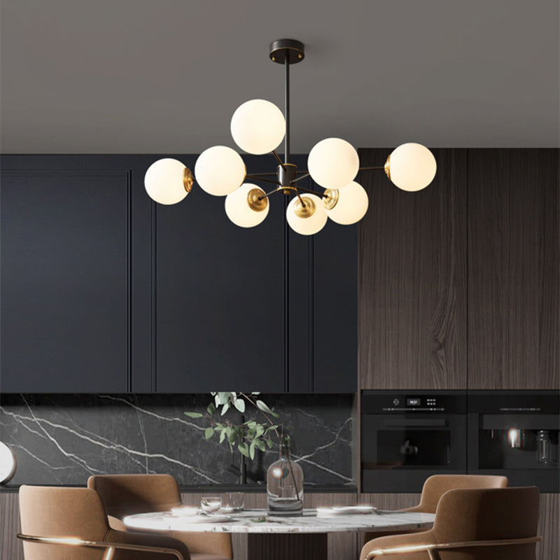 Forme sphérique en verre Sanging Chandelier Modern Style Multi Light Hanging Mount Fixture