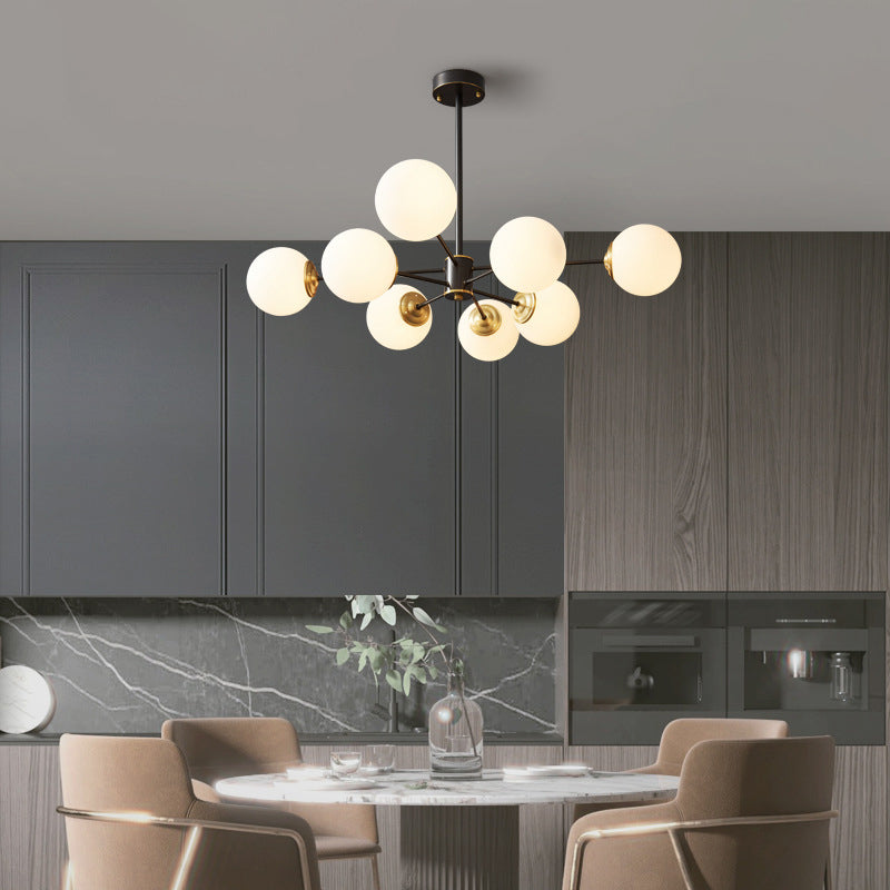 Forme sphérique en verre Sanging Chandelier Modern Style Multi Light Hanging Mount Fixture
