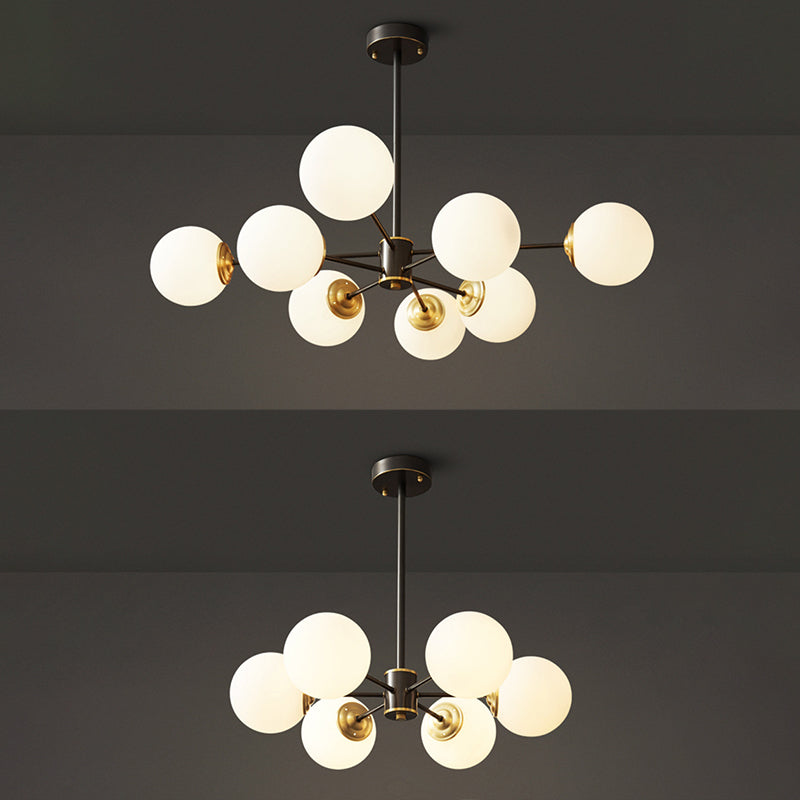 Forme sphérique en verre Sanging Chandelier Modern Style Multi Light Hanging Mount Fixture