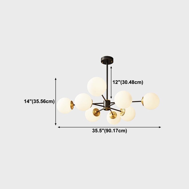Forme sphérique en verre Sanging Chandelier Modern Style Multi Light Hanging Mount Fixture