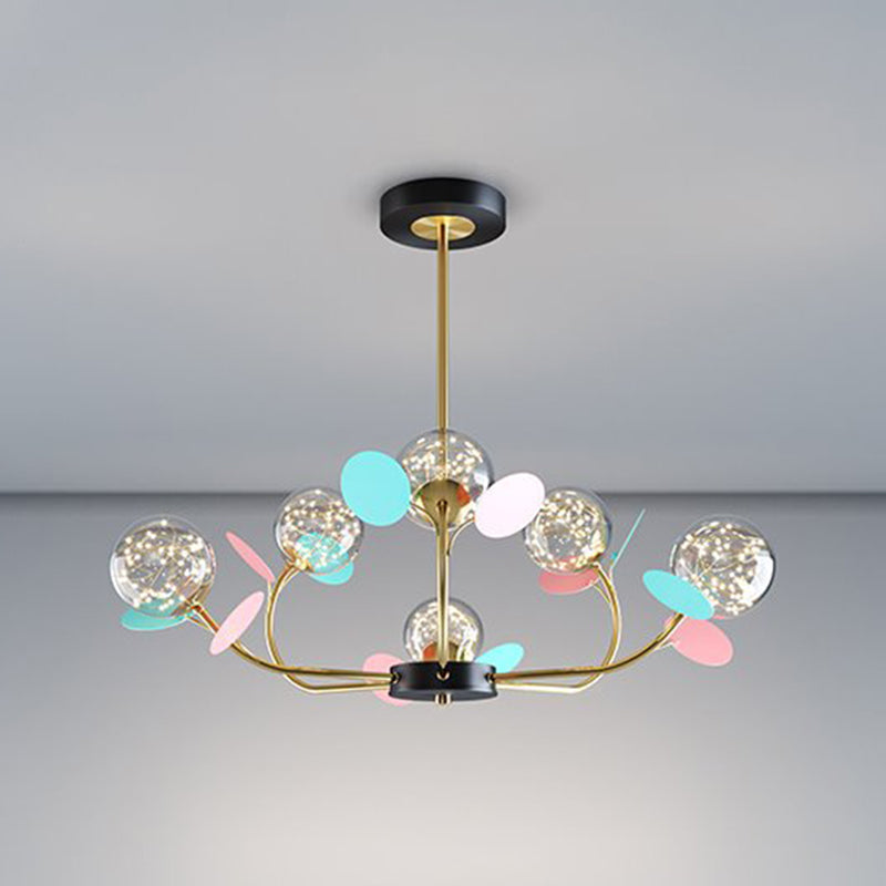 Lustre de forme sphérique Lumière de style moderne en verre multicert