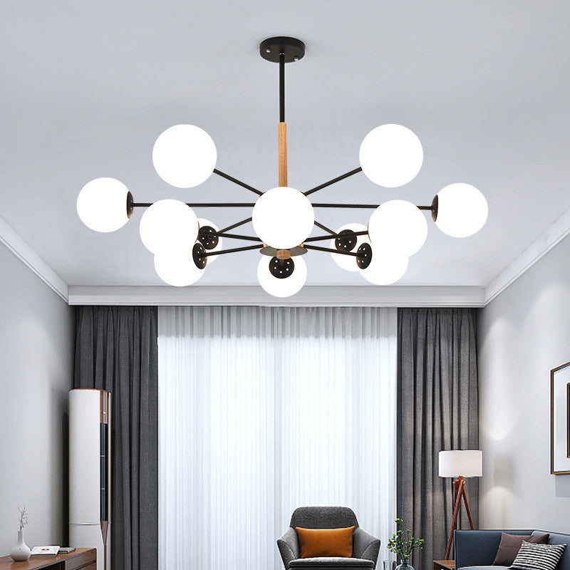 Kugelförmige Form Kronleuchter leichter moderne Glasglas Multi -Licht -Hanglampe für das Lernen
