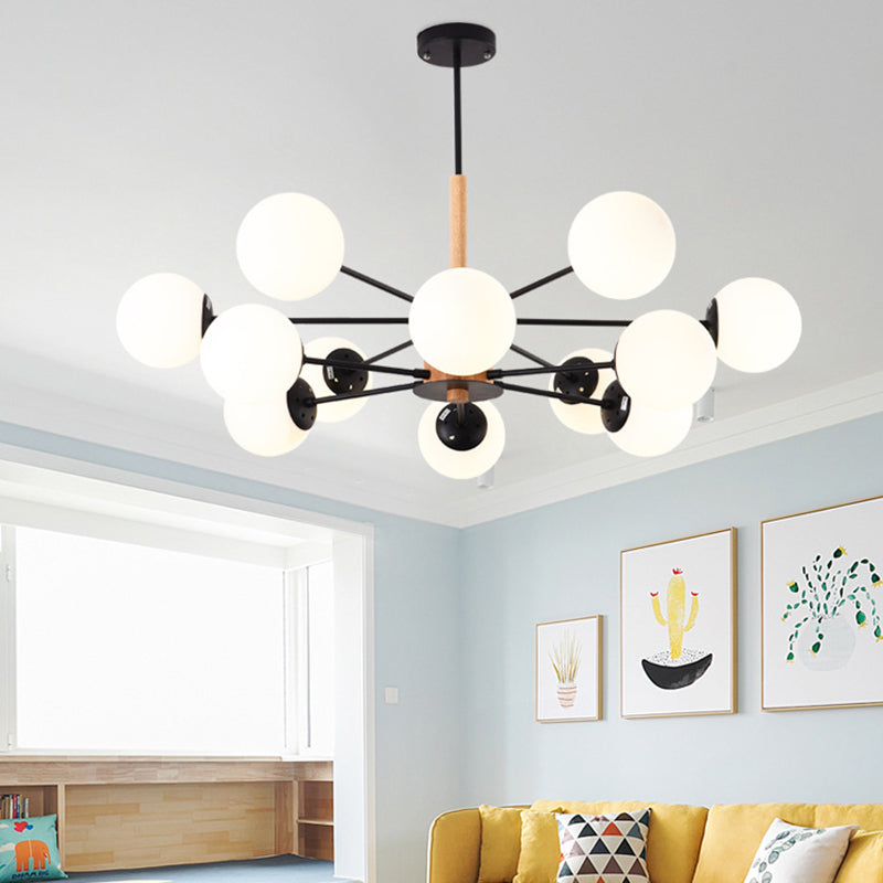 Kugelförmige Form Kronleuchter leichter moderne Glasglas Multi -Licht -Hanglampe für das Lernen