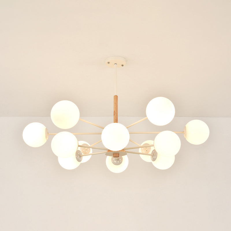 Kugelförmige Form Kronleuchter leichter moderne Glasglas Multi -Licht -Hanglampe für das Lernen