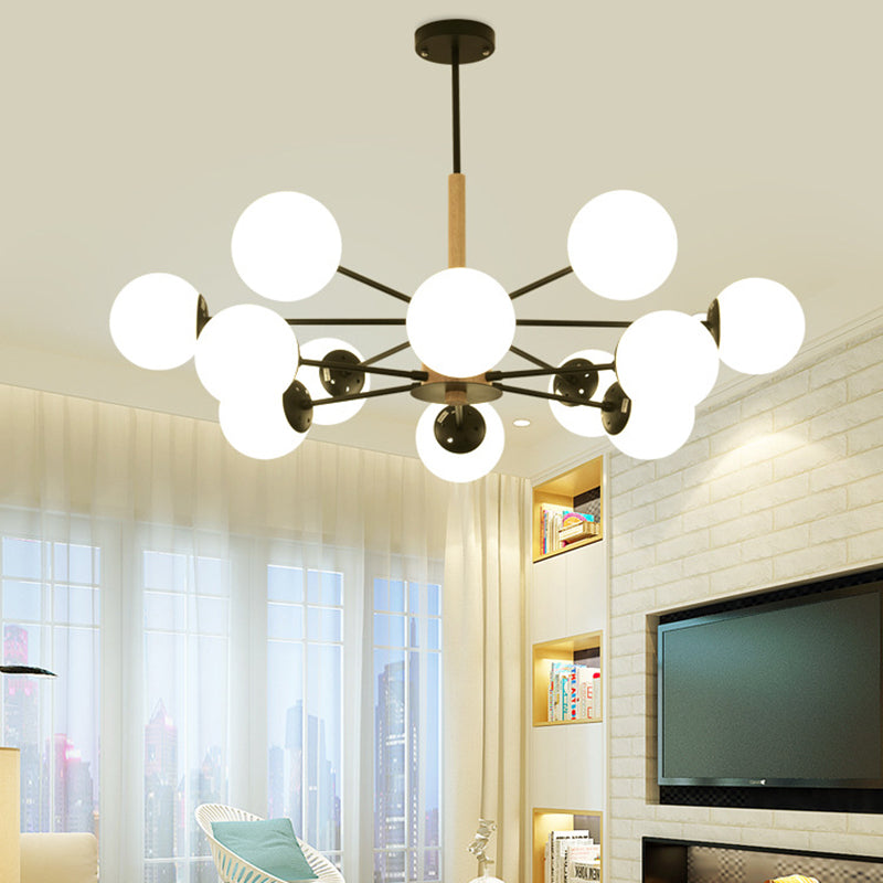 Kugelförmige Form Kronleuchter leichter moderne Glasglas Multi -Licht -Hanglampe für das Lernen
