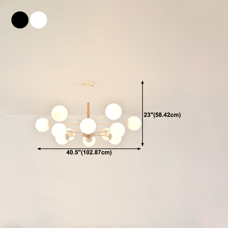 Kugelförmige Form Kronleuchter leichter moderne Glasglas Multi -Licht -Hanglampe für das Lernen