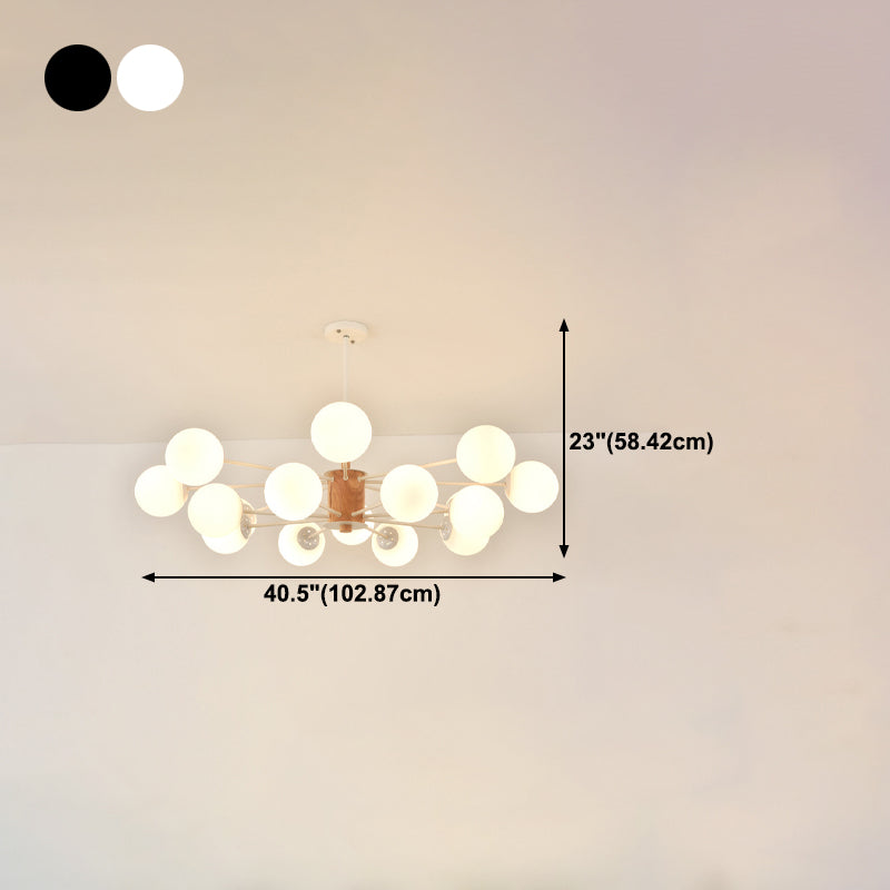 Kugelförmige Form Kronleuchter leichter moderne Glasglas Multi -Licht -Hanglampe für das Lernen