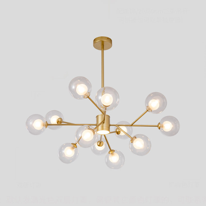 Spherical Shape Chandelier Light Modern Style Glass 1 Light Hanging Lamp for Dining Room