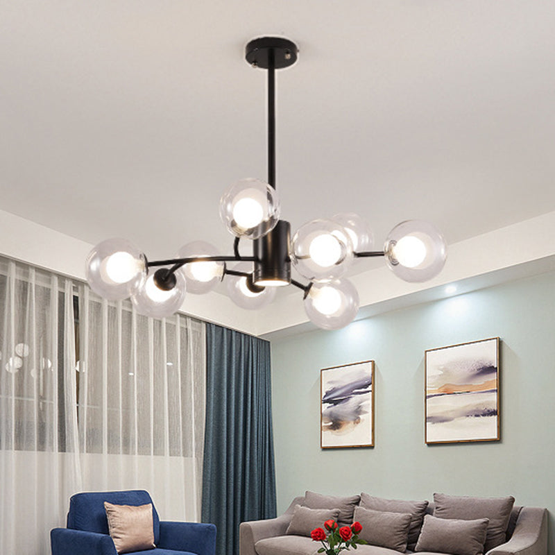 Spherical Shape Chandelier Light Modern Style Glass 1 Light Hanging Lamp for Dining Room