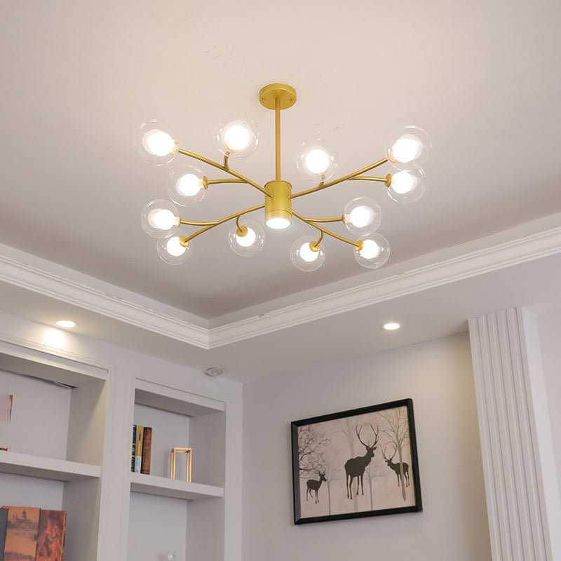 Spherical Shape Chandelier Light Modern Style Glass 1 Light Hanging Lamp for Dining Room