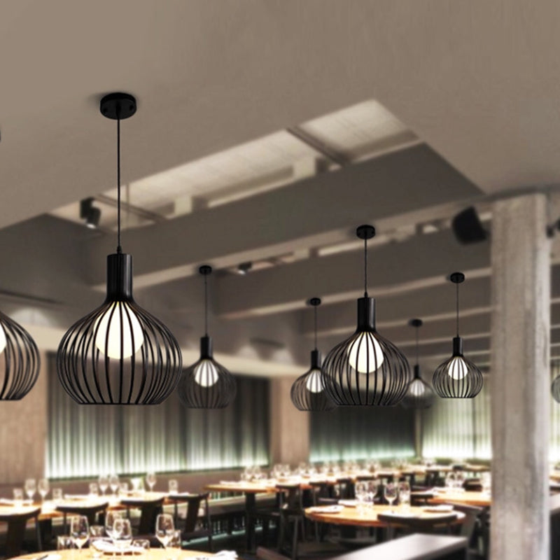 Lampada a sospensione sferica in stile loft 1 lampada a sospensione del soffitto in metallo lampadina