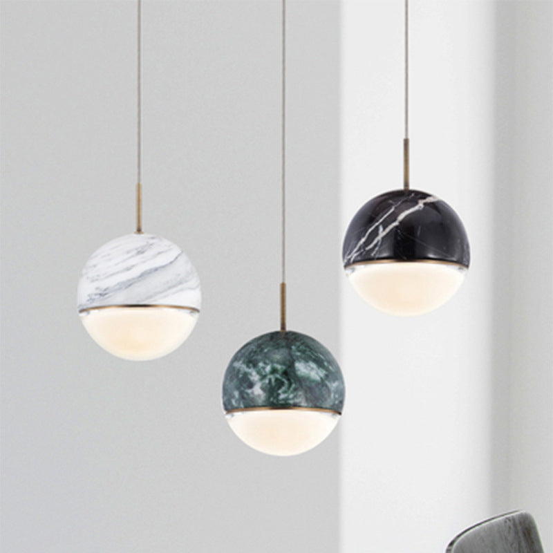 Marble Globe Hanging Light Fixture Postmodern Dining Room LED Pendant Light