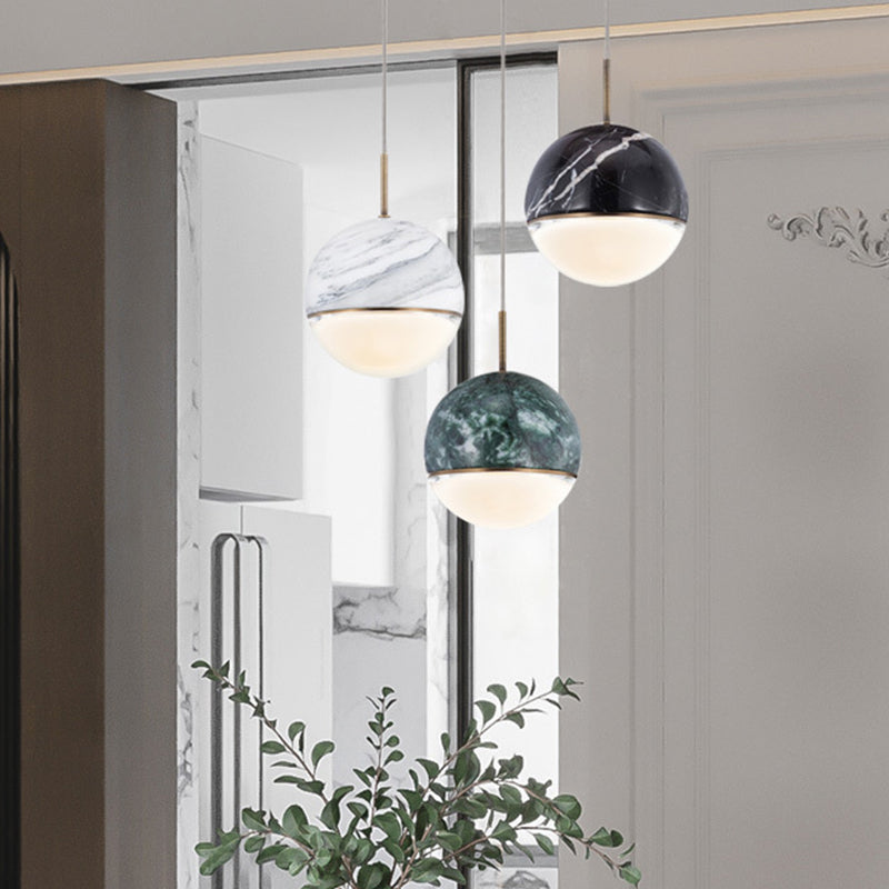 Marble Globe Hanging Light Fixture Postmodern Dining Room LED Pendant Light