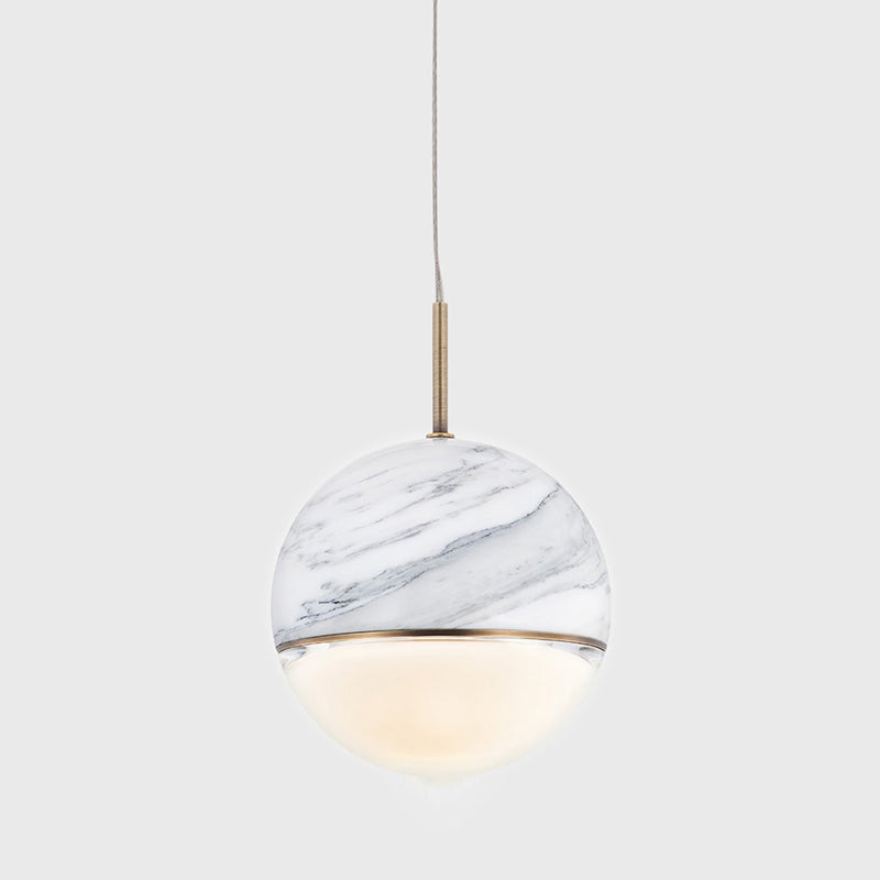 Marble Globe Hanging Light Fixture Postmodern Dining Room LED Pendant Light