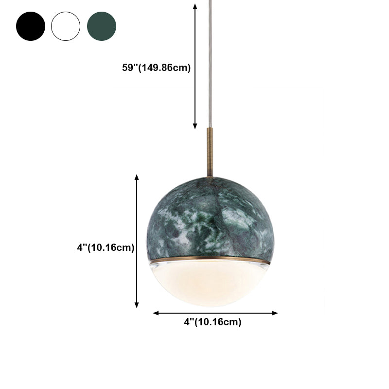 Marble Globe Hanging Light Fixture Postmodern Dining Room LED Pendant Light