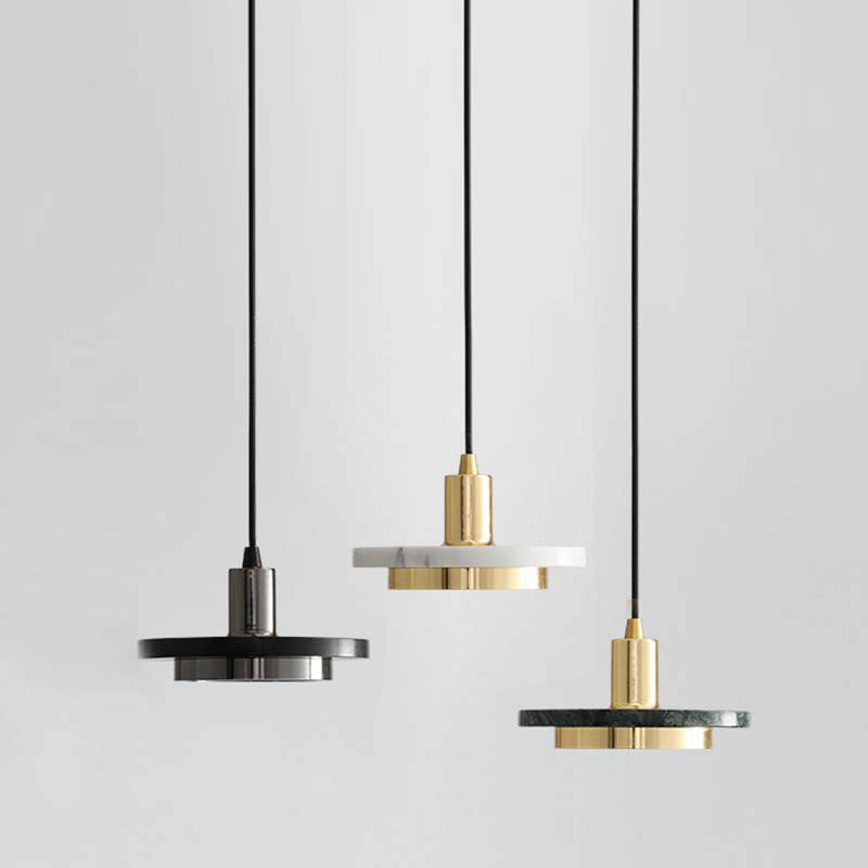 Post-modern Round Pendant Lamp Marble Dining Room LED Hanging Light Fixture