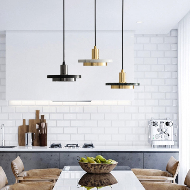 Post-modern Round Pendant Lamp Marble Dining Room LED Hanging Light Fixture