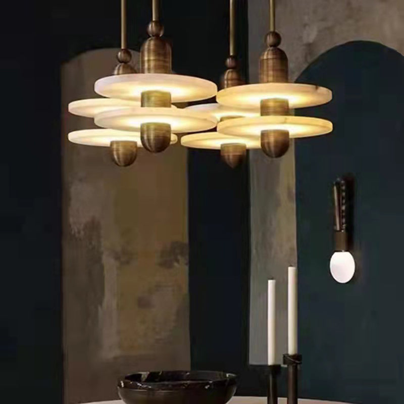 Postmodern LED Pendant Light Marble Flying Saucer Bedside Suspension Light