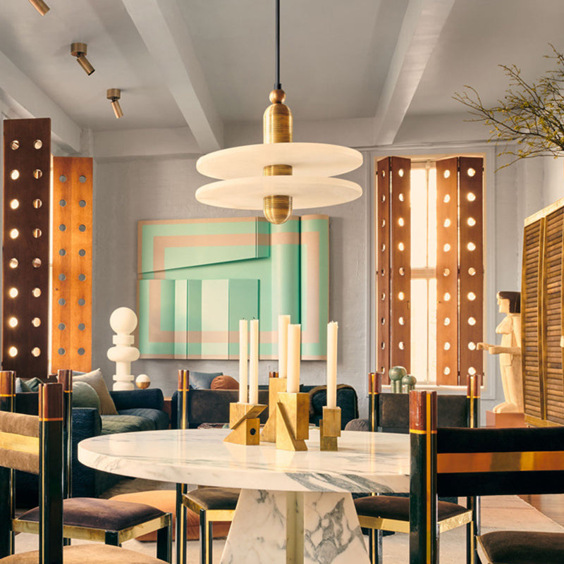 Postmoderne LED -Anhänger Licht Marmor Fliege Saucer -Nachthänzer Licht