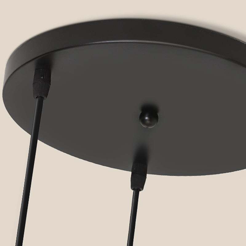 Lampada a ciondolo a ciondolo in gabbia di ferro, sospensione della sala da pranzo retrò in nero