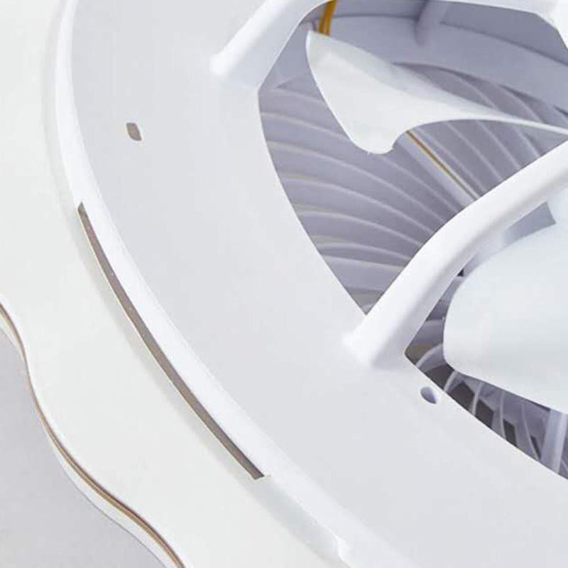 Floral Ceiling Fan Light Fixture Kids Style Metal Bedroom LED Semi Flush Mount Lamp