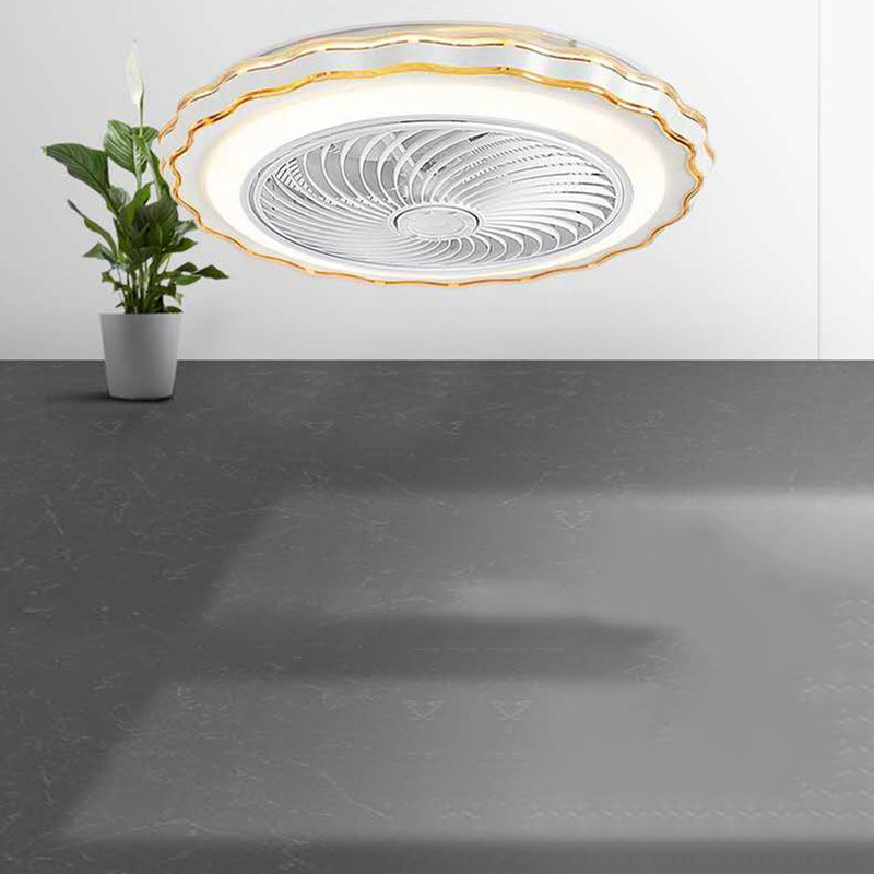 Floral Ceiling Fan Light Fixture Kids Style Metal Bedroom LED Semi Flush Mount Lamp