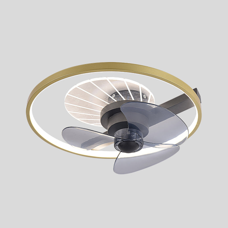 Nordic Geometry Flush Mount Fan Light Metallic Bedroom LED Semi Flush Ceiling Light