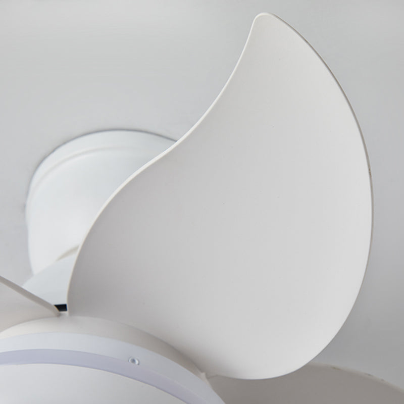 Frequency Conversion LED Fan Light Macaron Style Kids Room Semi Flush Ceiling Light