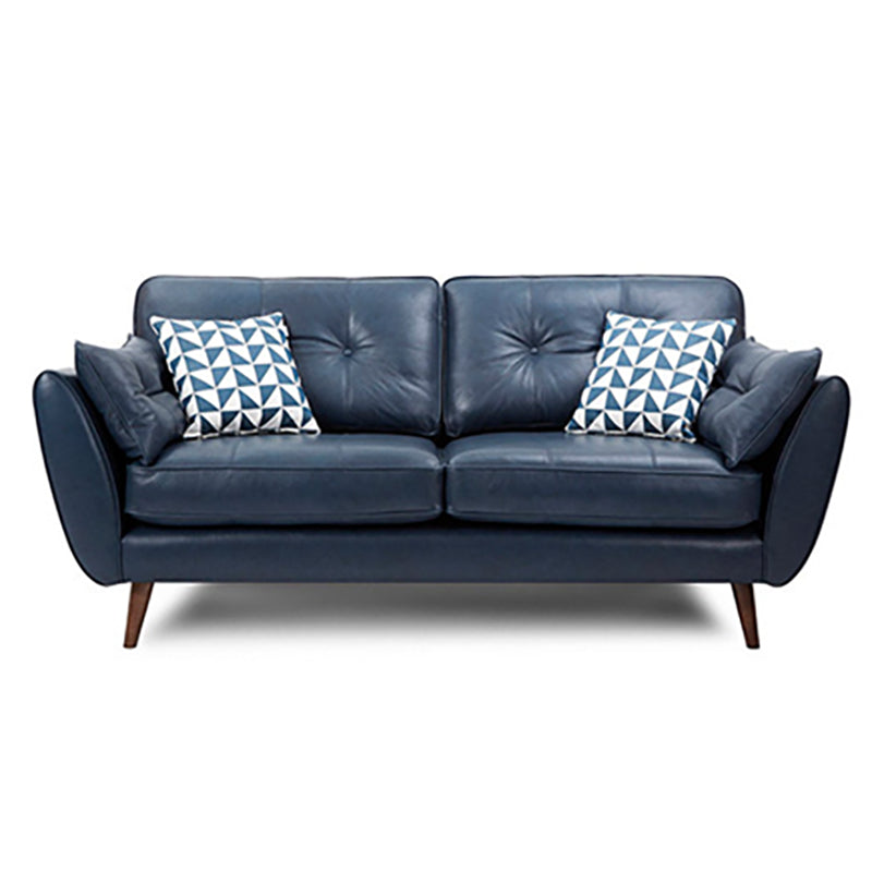 Wood Legs Modern Flared Arm Sofa Leather Standard Tufted Sofa