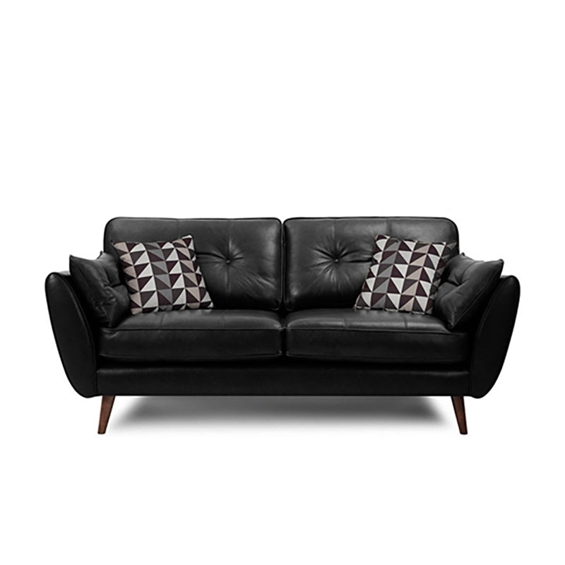 Wood Legs Modern Flared Arm Sofa Leather Standard Tufted Sofa