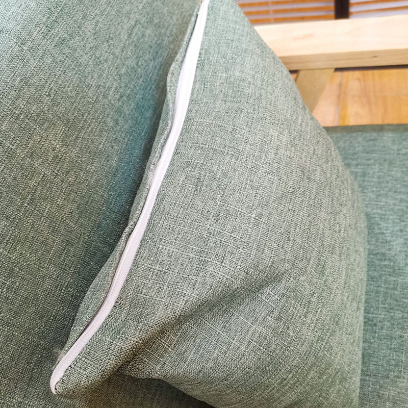 Fabric Square Arm Slipcovered 2/3 Seat Sofa with Wooden Based