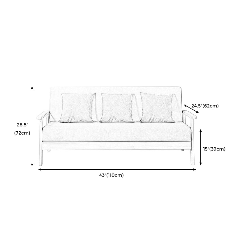 Fabric Square Arm Slipcovered 2/3 Seat Sofa with Wooden Based