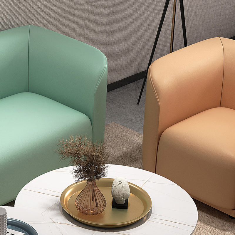 27.5"H Contemporary Solid Color Faux Leather Tuxedo Arm Sofa For Office Living Room